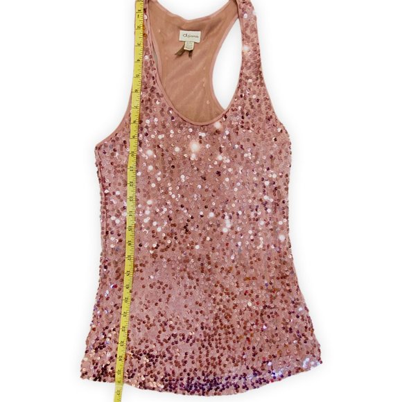 Women's Size XS Sleeveless Dusty Rose Sequined front and back / Tank Top - Picture 5 of 7